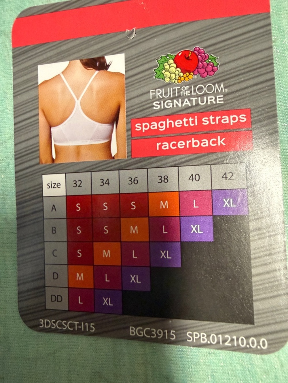 Fruit of the Loom Black Spaghetti Strap Racerback Seamless Bra sz L Cotton NWOT - Picture 3 of 6